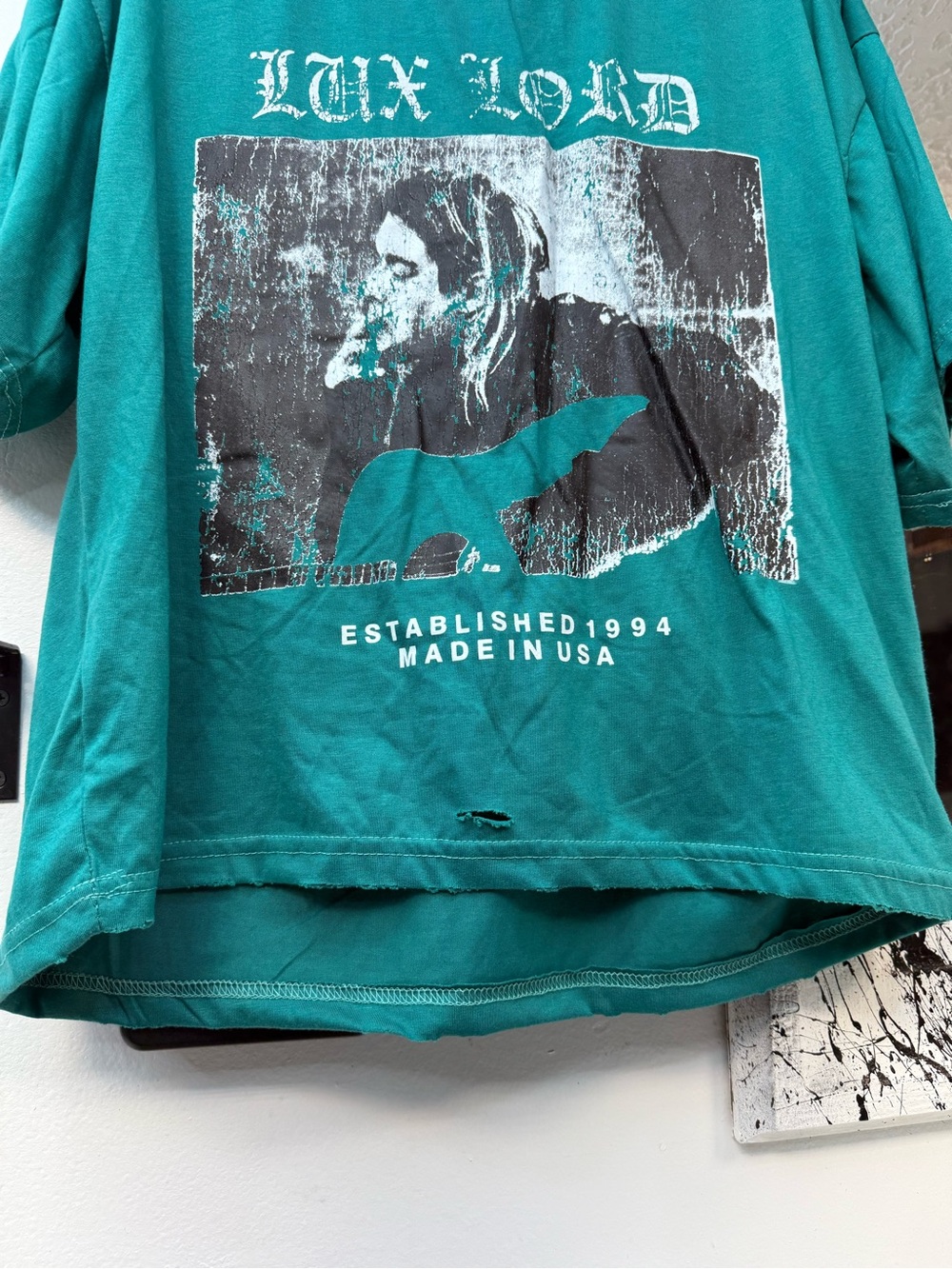 Lux Lord Kurt Cobain Graphic Tee in Teal image 3